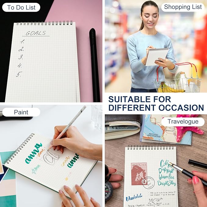 Engrowtic 2 Pack Graph Paper Spiral Notepad A5 Top Wirebound Notepad Grid - Image 7