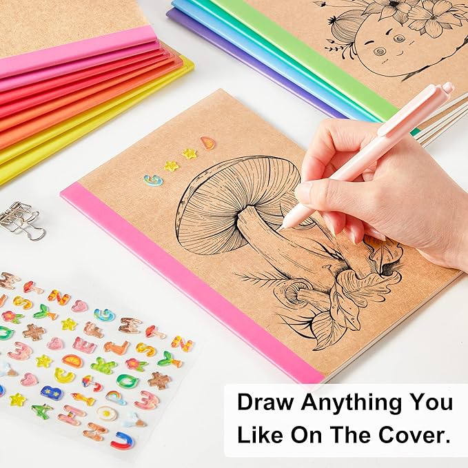 feela 96 Pack Composition Notebooks Bulk, Kraft Cover Lined Blank College Ruled - Image 3