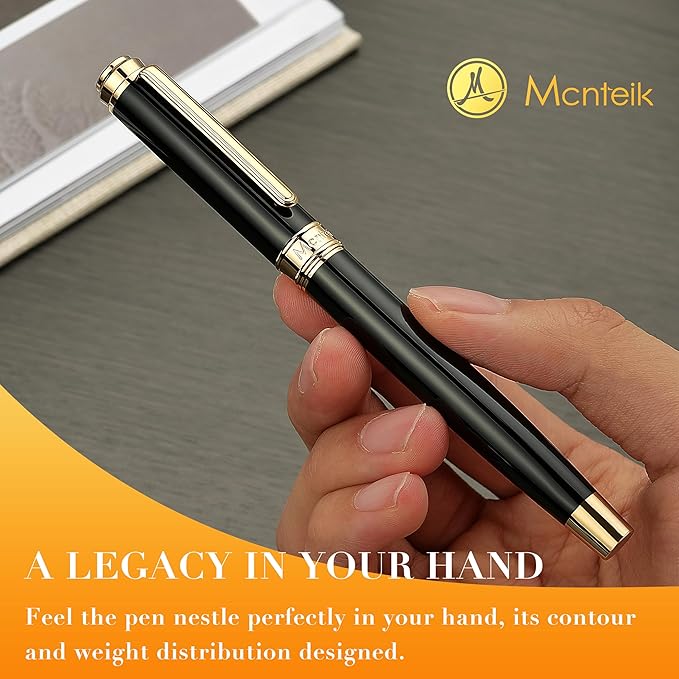 MCNTEIK 317 Fountain Pen, Stunning Luxury Black Piano Lacquer, 18K Gilded Nib - Image 6