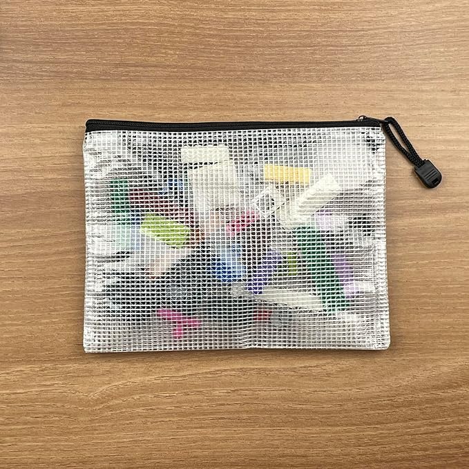 Oaimyy-8 * 10 inchs-18 Pcs-Plastic Mesh Zipper Pouch Document Folders Bag Zip - Image 8