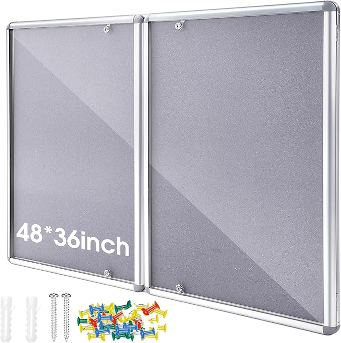 Enclosed Bulletin Board 48" x 36" Weather Resistant Lockable Notice Cork by Motipuns