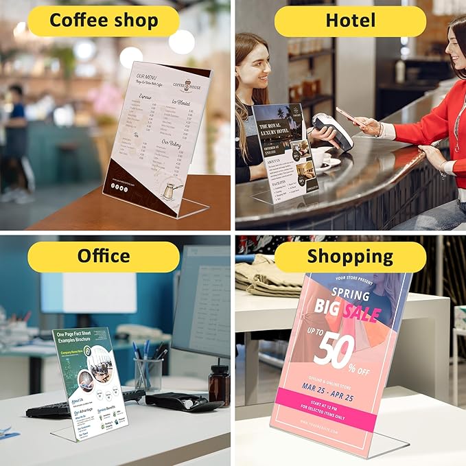 8 Pack Acrylic Sign Holder, Tabletop Plastic Paper Picture Frame Flyer Document - Image 6