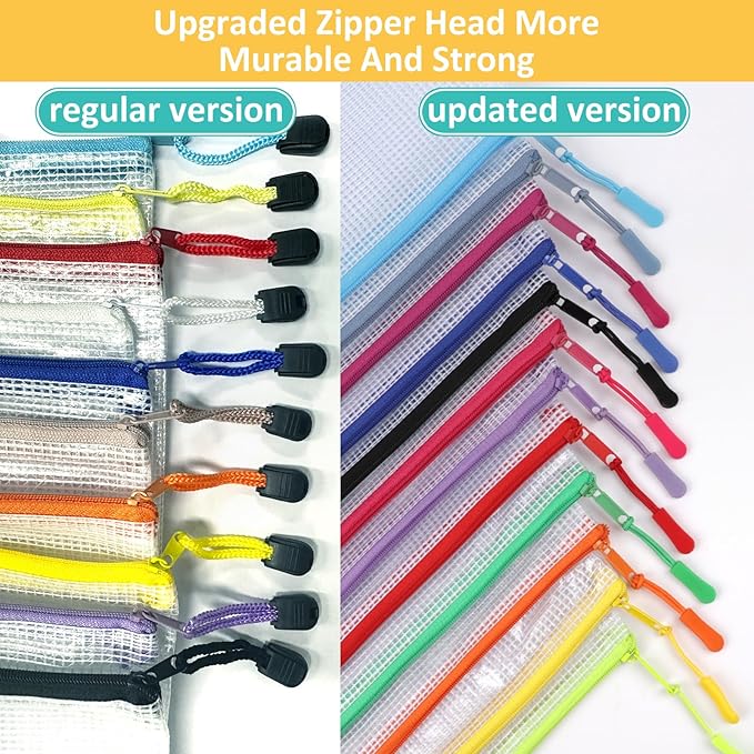 YOPCDJ 12pcs Mesh Zipper Pouch Bags, A4 Puzzle Bag - Image 4