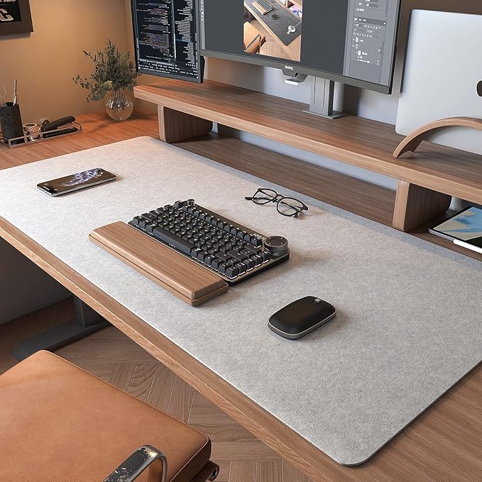 DAWNTREES Non-Slip Felt Desk Mat | 35.5''x15.7'' | Large Computer Desk Mat - Image 2