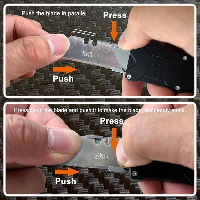 Caressolove Switch Blades Knife Push Button, Aviation Aluminum EDC Box Cutter - Image 2