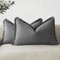 Foindtower Set of 2 Decorative Linen Fringe Throw Pillow Covers Boho Farmhouse by Foindtower
