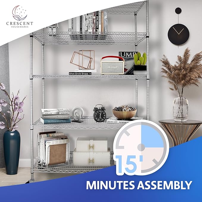 CRESCENT 48" W Storage Shelves 4000LBS Metal Shelving 5 Tier Wire Shelving Unit - Image 10