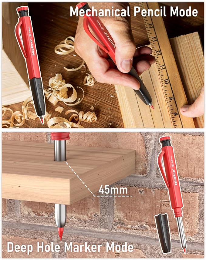 Nicpro 6 Pack Upgraded 3-IN-1 Carpenter Pencil Set - Image 3