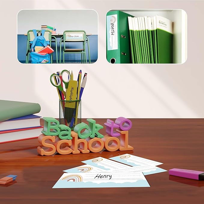 Name Tags for Classroom Cubbies, 30 Boho Rainbow Name Plates for Desks - Image 4
