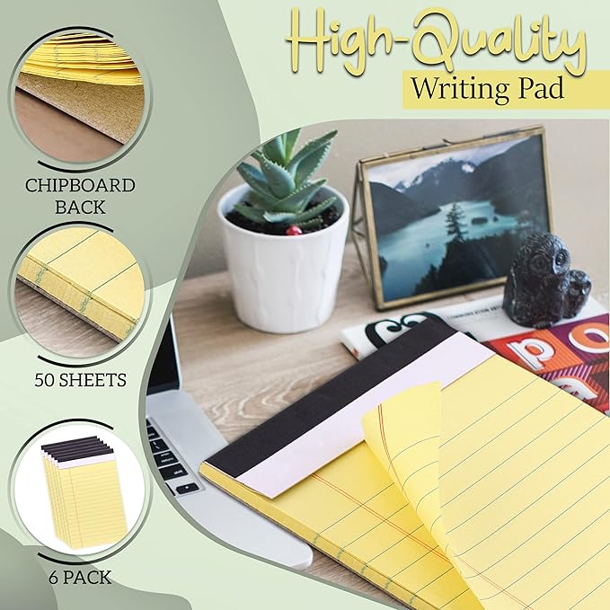 Emraw Jr. Legal pad, legal/wide Ruled Writing Pad. Perforated Edge. 5" X 8" - Image 3