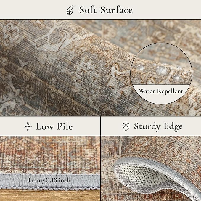 GENIMO 6x9 Area Rugs for Living Room, Machine Washable Non Slip Vintage Rugs - Image 8