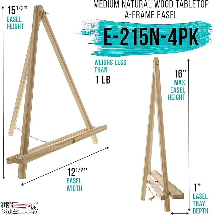 U.S. Art Supply 16" Natural Wood Tabletop Easel - Image 2