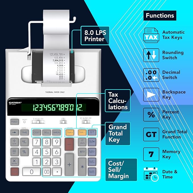 CATIGA 12 Digit Thermal Printing Calculator - Image 6