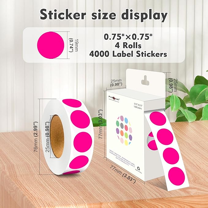 PARLAIM 3/4 Inch Roll Color Coding Labels, 4000 per/4 Rolls Round Adhesive - Image 2