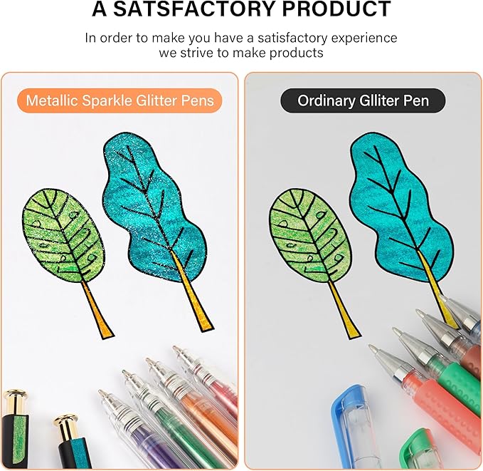 ZSCM Retractable Super Glitter Gel Pens, 12 Colors Large Capacity Metallic - Image 4