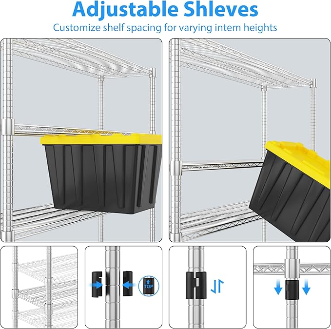 Homdox 5 Tier Heavy Duty Metal Wire Shelving - Image 7