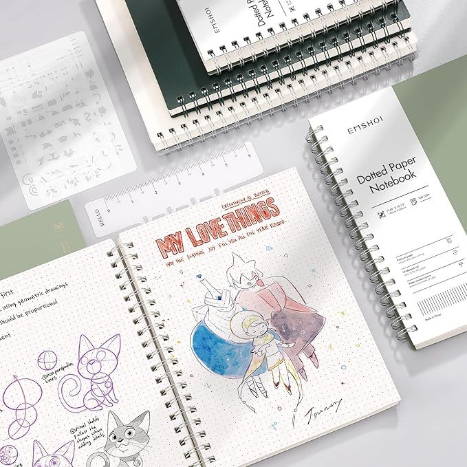 EMSHOI Spiral Notebook B5 Bullet Dotted journal, Dotted Grid Notebook - Image 6