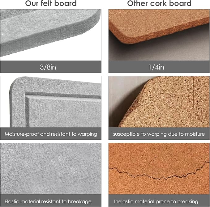 Bulletin Board, 24 x 18 inches Felt Board Decorative Pin Board, Cork Board - Image 4