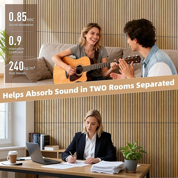 TO-TH Wood-Look Sound Panels, 4 Pack 47.2” x 23.6” Soundproof Wall Panels - Image 4