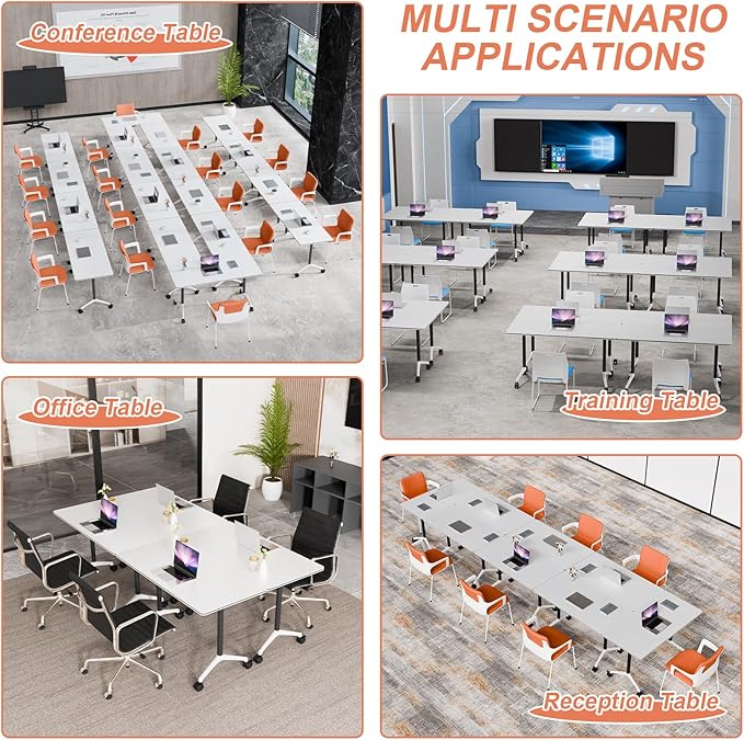 Conference Table Flip Top Mobile Conference Room Tables, Folding Conference - Image 4