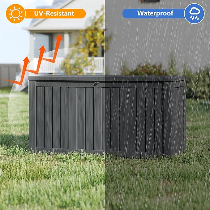 Yardgrace 200 Gallon Outdoor Storage Box Waterproof, Resin Deck Boxes - Image 2