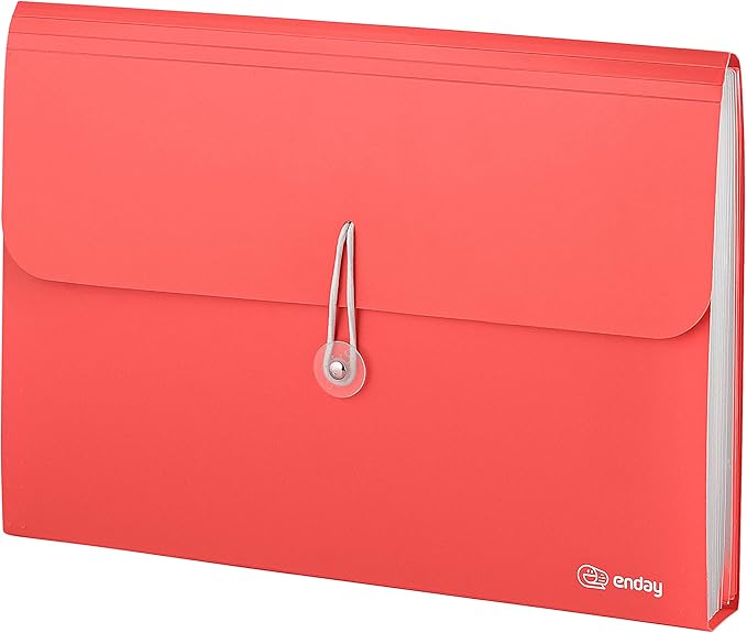Accordion File Organizer Red, 7 Pocket Expanding File and Cover Folder by ENDAY