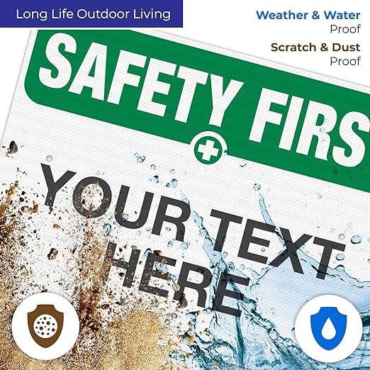 Custom Safety First Sign, OSHA Sign, 18x24 Inches, 3M EGP Reflective .080 - Image 5