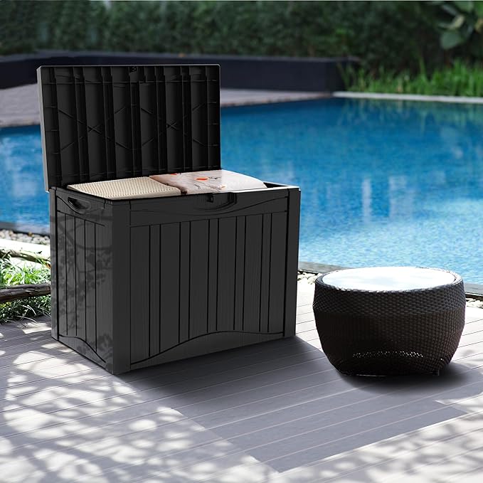 Yardgrace 50 Gallon Lockable Resin Outdoor Storage Box, Waterproof & Weather - Image 6