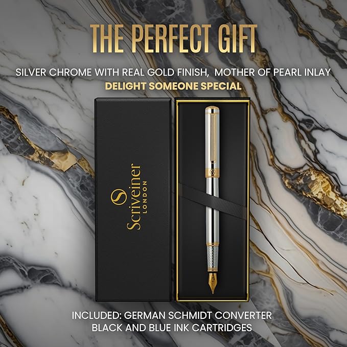 Scriveiner Silver Chrome Fountain Pen - Image 3