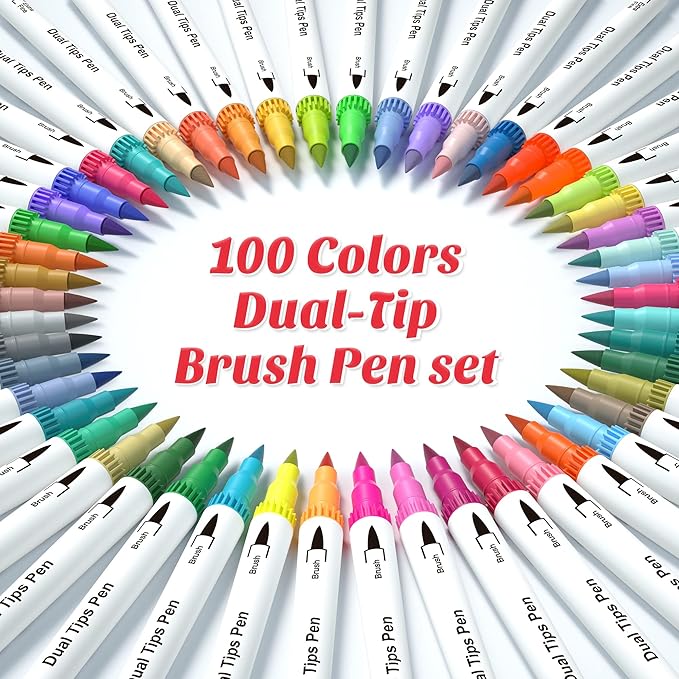 feela 100 Colors Dual Tip Brush Pens - Image 2