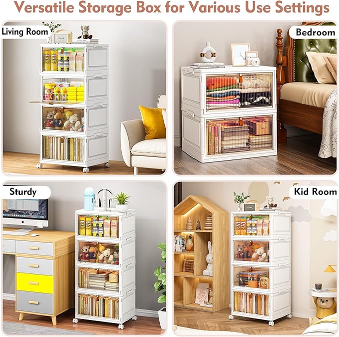 CTSNSLH 4 Tier Plastic Storage Bins and Boxes Organizer - 28Qt Stackable - Image 4