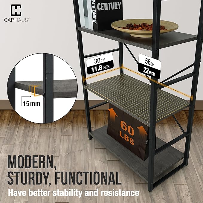 CAPHAUS 4 Tier Bookshelf, 24 Inch Width Free Standing Shelf, Bookcase Shelf - Image 6