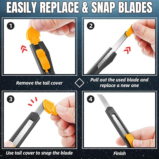 TIFICAL 24 Pack Box Cutter Retractable, Utility Knife 9MM Wide Snap-Off Blades - Image 6