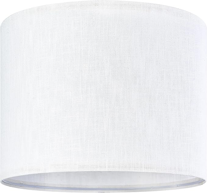 Set of 2 Pure White Linen Drum Lamp Shade 13" Top x 13" Bottom x 10" High - Image 6