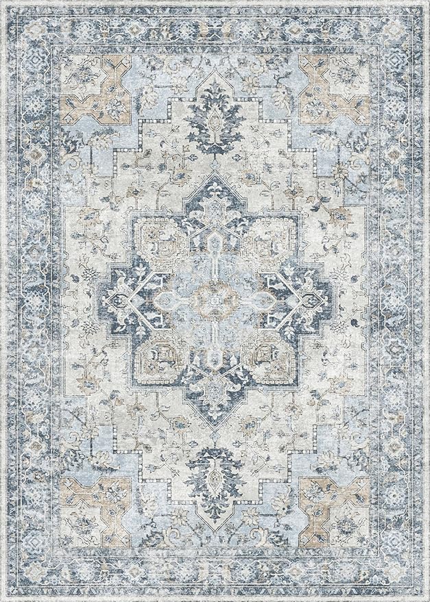 GENIMO 3x5 Area Rugs for Living Room, Machine Washable Rug, Non Slip Vintage - Image 8