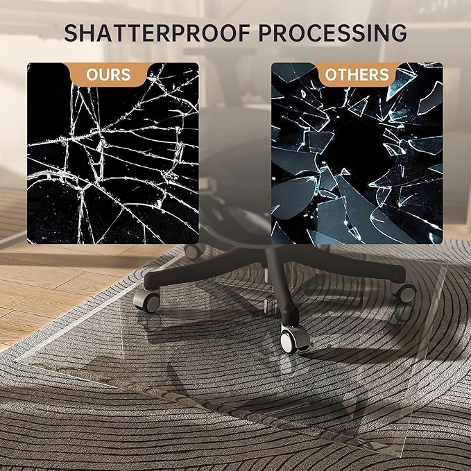 48“ x 36” Beveled Edge Glass Chair Mat - Image 5
