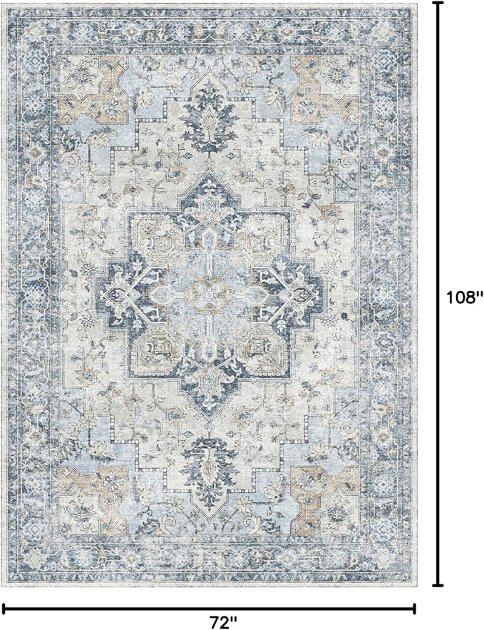 GENIMO 6x9 Area Rugs for Living Room, Non Slip Machine Washable Rugs, Low Pile - Image 2
