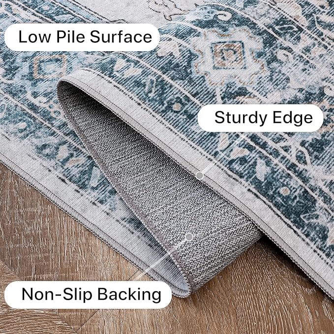 GENIMO 6x9 Area Rugs for Living Room, Non Slip Machine Washable Rugs, Low Pile - Image 7