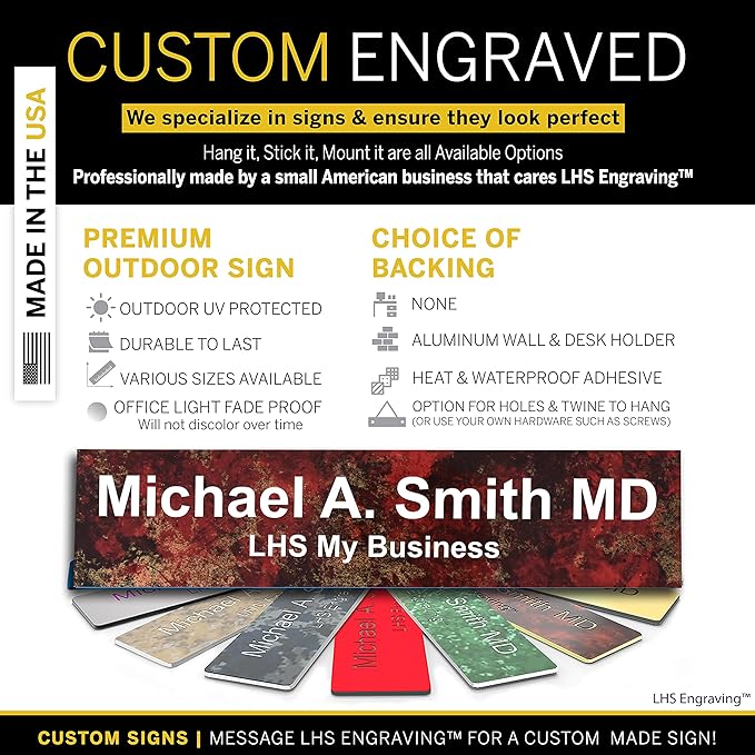 Engraved Door Signs for Office Personalized Rustico Granite Plastic Door Plaque - Image 3