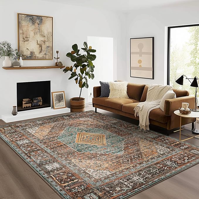 GENIMO 4x6 Area Rugs for Living Room, Machine Washable Rug, Non Slip Vintage - Image 2