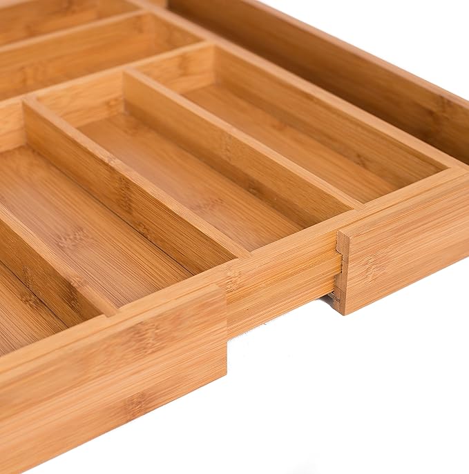 BIRDROCK HOME Bamboo Expandable Utility Drawer Organizer – Utensil Silverware – - Image 6