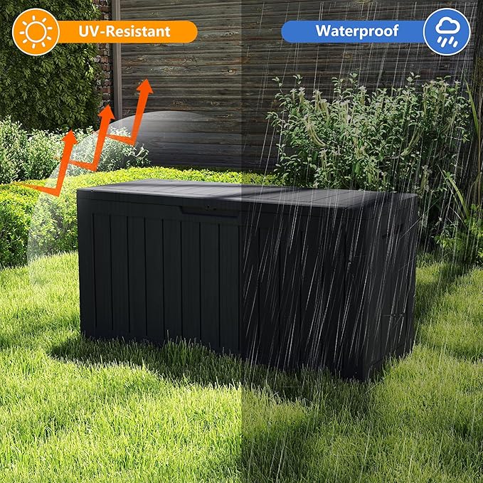Yardgrace 80 Gallon Outdoor Storage Box Waterproof, Resin Deck Boxes - Image 2