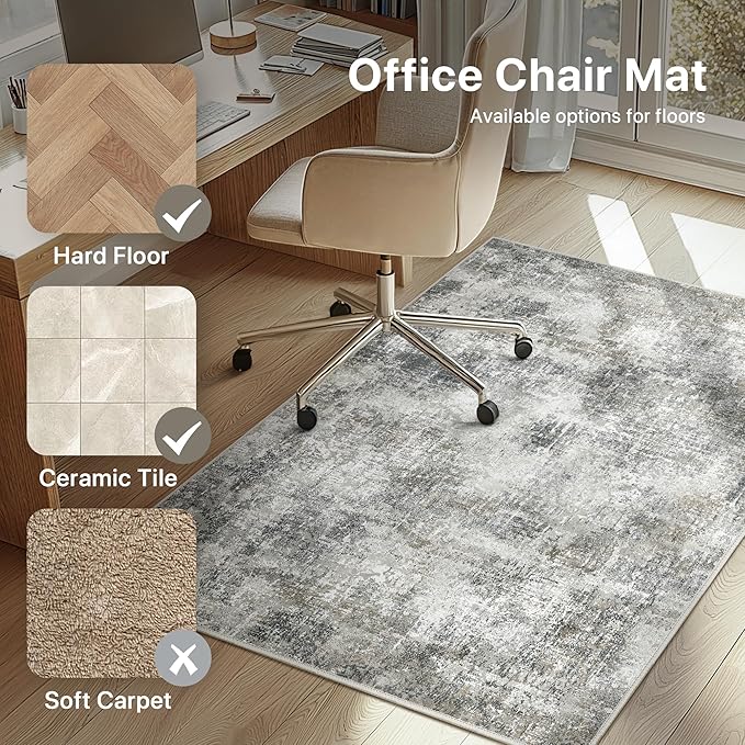 Office Chair Mat for Hardwood Tile Floor, Abstract 36"X 48" Desk Mats for - Image 3