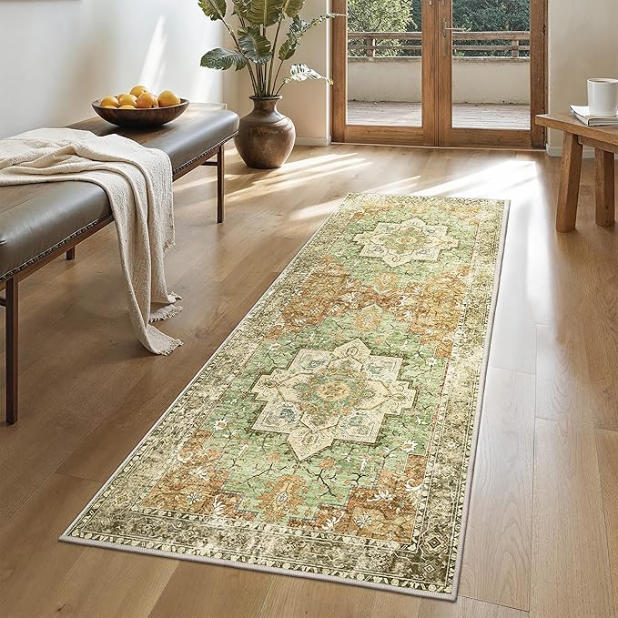 GENIMO 2'6"x6 Runner Rugs for Hallway, Machine Washable Non Slip Vintage Rugs by GENIMO