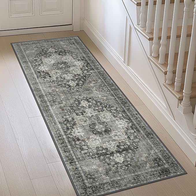 GENIMO 2'6"x8 Runner Rugs for Hallway, Machine Washable Non Slip Vintage Rugs by GENIMO