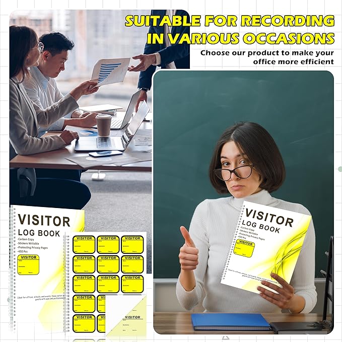 1 Pack Visitor Badges with Carbon Copy Visitor Stickers Letter Size Visitor Log - Image 8
