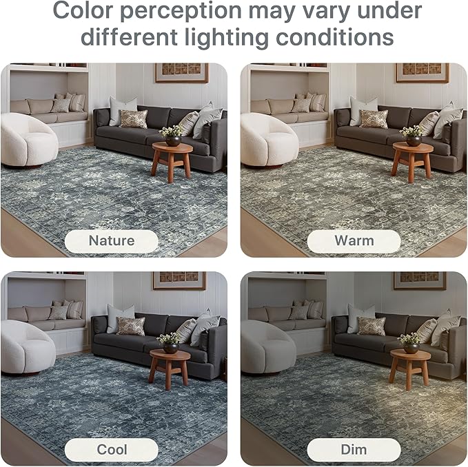 GENIMO 8x10 Area Rugs for Living Room, Machine Washable Non Slip Vintage Rugs - Image 8