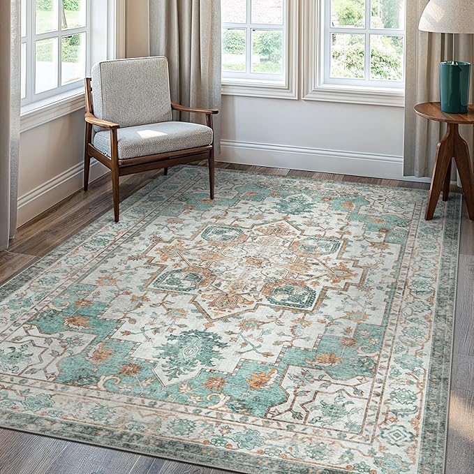 GENIMO 5x7 Area Rugs for Living Room, Machine Washable Non Slip Vintage Rugs - Image 2