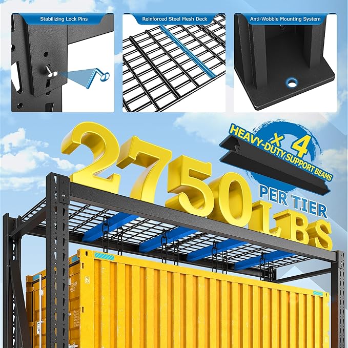 Bepatio 8250LBS Garage Shelving Heavy Duty Storage Shelves Industrial Metal - Image 7