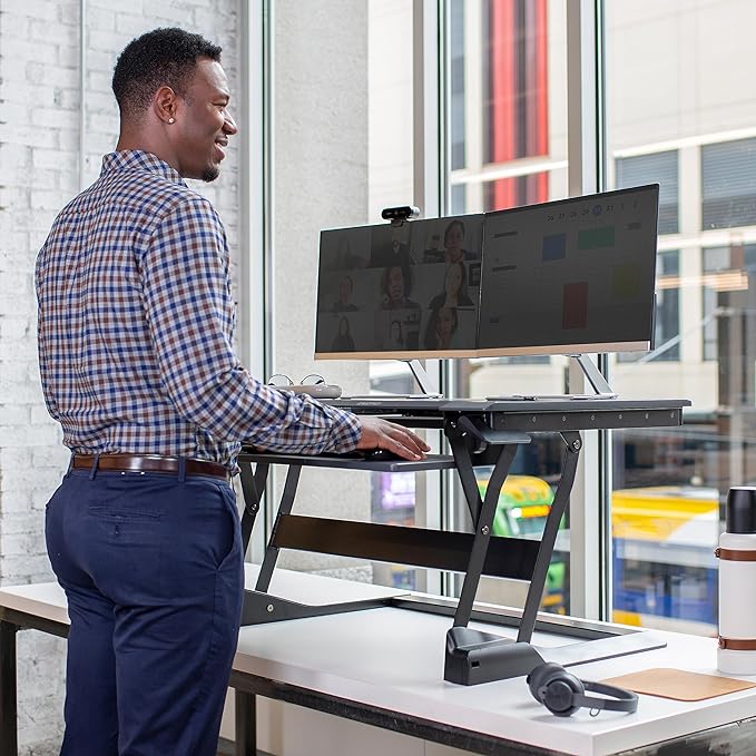Ergotron – WorkFit-TL Standing Desk Converter, Dual Monitor Sit Stand Desk Riser - Image 5